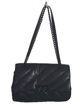 ALDO Black Quilted Faux Leather Shoulder Bag Chain Strap Convertible Crossbody